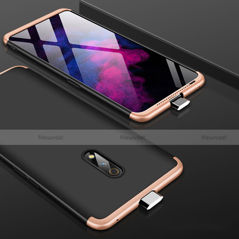 Hard Rigid Plastic Matte Finish Front and Back Cover Case 360 Degrees for Oppo K3 Gold and Black
