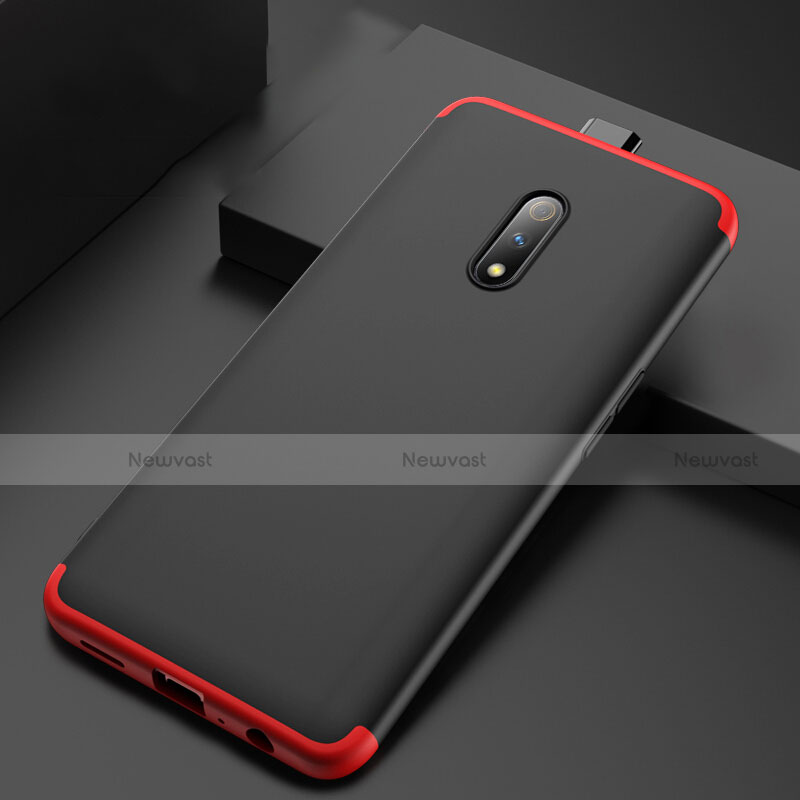 Hard Rigid Plastic Matte Finish Front and Back Cover Case 360 Degrees for Oppo K3 Red and Black