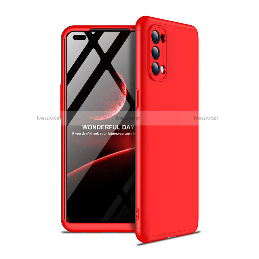 Hard Rigid Plastic Matte Finish Front and Back Cover Case 360 Degrees for Oppo Reno4 4G Red