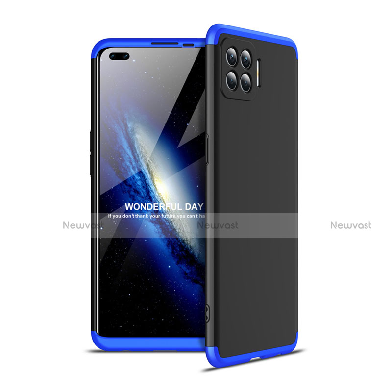 Hard Rigid Plastic Matte Finish Front and Back Cover Case 360 Degrees for Oppo Reno4 F Blue and Black