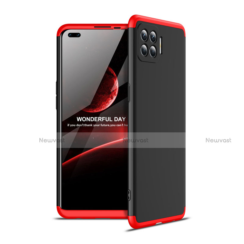 Hard Rigid Plastic Matte Finish Front and Back Cover Case 360 Degrees for Oppo Reno4 F Red and Black