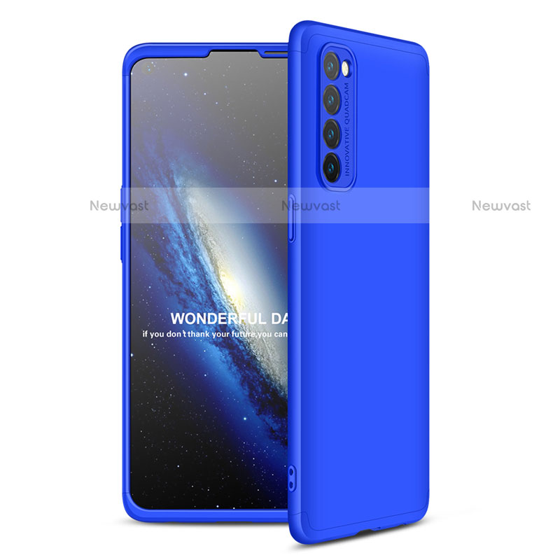 Hard Rigid Plastic Matte Finish Front and Back Cover Case 360 Degrees for Oppo Reno4 Pro 4G Blue