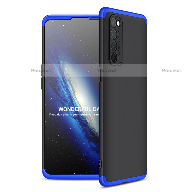 Hard Rigid Plastic Matte Finish Front and Back Cover Case 360 Degrees for Oppo Reno4 Pro 4G Blue and Black