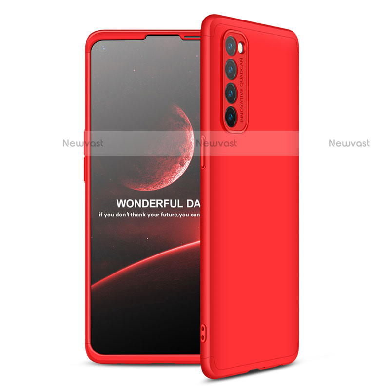 Hard Rigid Plastic Matte Finish Front and Back Cover Case 360 Degrees for Oppo Reno4 Pro 4G Red