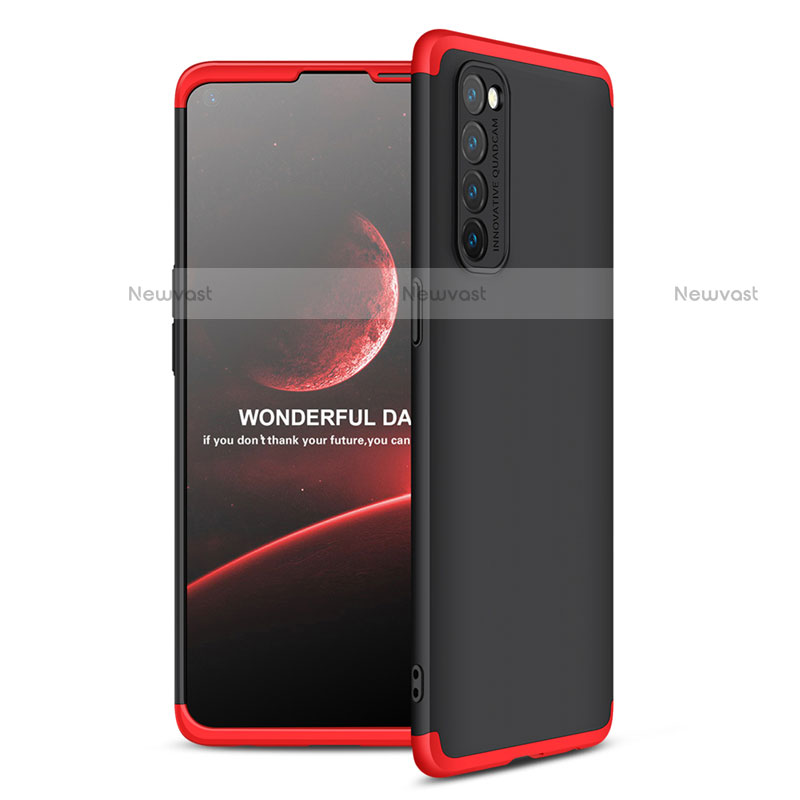 Hard Rigid Plastic Matte Finish Front and Back Cover Case 360 Degrees for Oppo Reno4 Pro 4G Red and Black