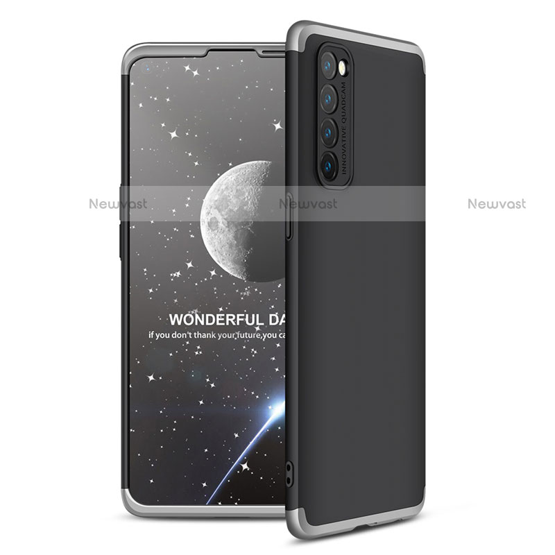 Hard Rigid Plastic Matte Finish Front and Back Cover Case 360 Degrees for Oppo Reno4 Pro 4G Silver and Black