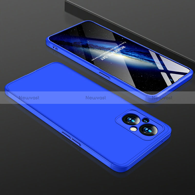 Hard Rigid Plastic Matte Finish Front and Back Cover Case 360 Degrees for Oppo Reno7 Lite 5G Blue