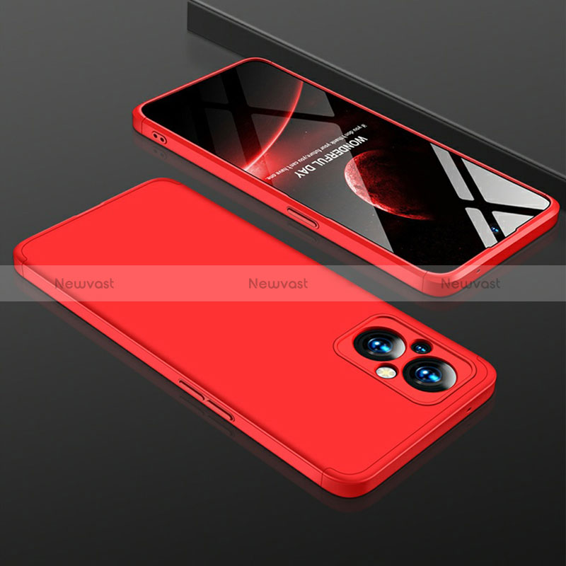 Hard Rigid Plastic Matte Finish Front and Back Cover Case 360 Degrees for Oppo Reno7 Lite 5G Red