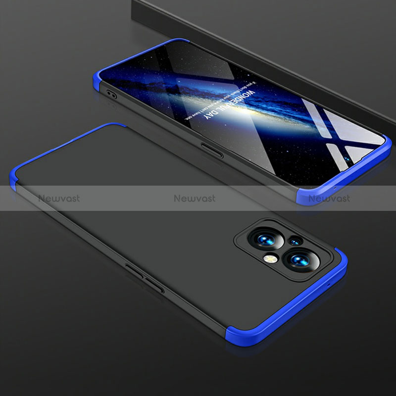 Hard Rigid Plastic Matte Finish Front and Back Cover Case 360 Degrees for Oppo Reno7 Z 5G Blue and Black