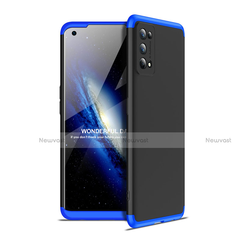 Hard Rigid Plastic Matte Finish Front and Back Cover Case 360 Degrees for Realme 7 Pro Blue and Black