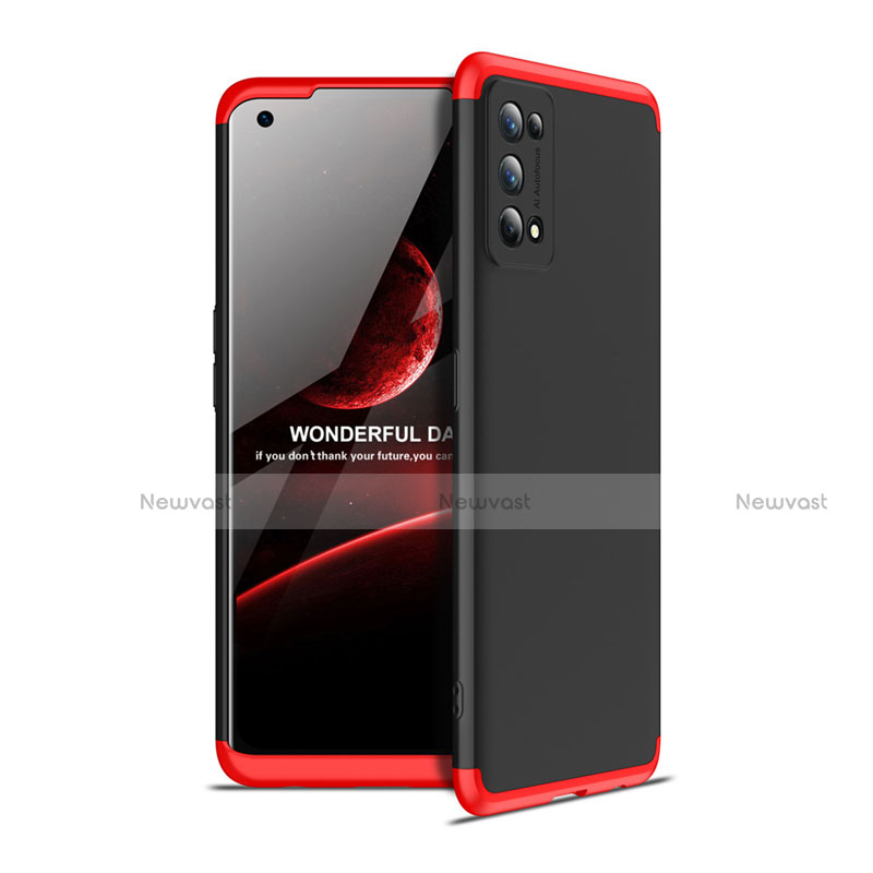 Hard Rigid Plastic Matte Finish Front and Back Cover Case 360 Degrees for Realme 7 Pro Red and Black