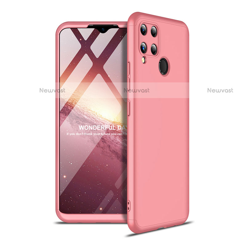 Hard Rigid Plastic Matte Finish Front and Back Cover Case 360 Degrees for Realme C15 Rose Gold