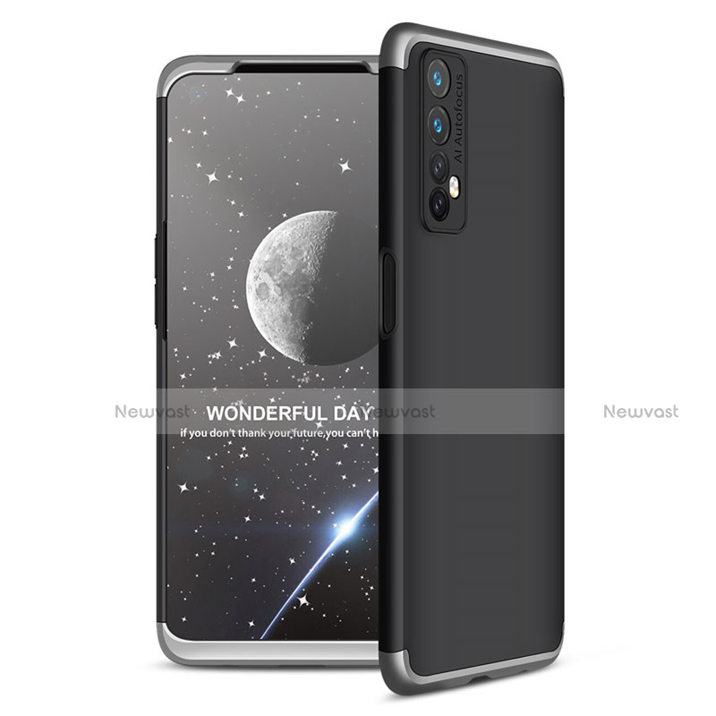 Hard Rigid Plastic Matte Finish Front and Back Cover Case 360 Degrees for Realme Narzo 20 Pro Silver and Black