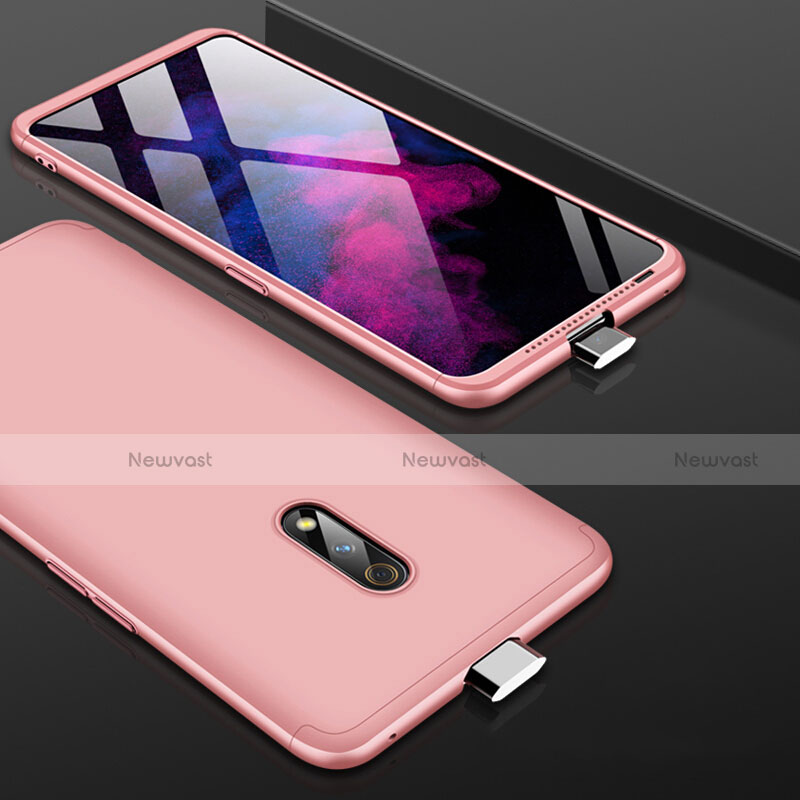 Hard Rigid Plastic Matte Finish Front and Back Cover Case 360 Degrees for Realme X Rose Gold