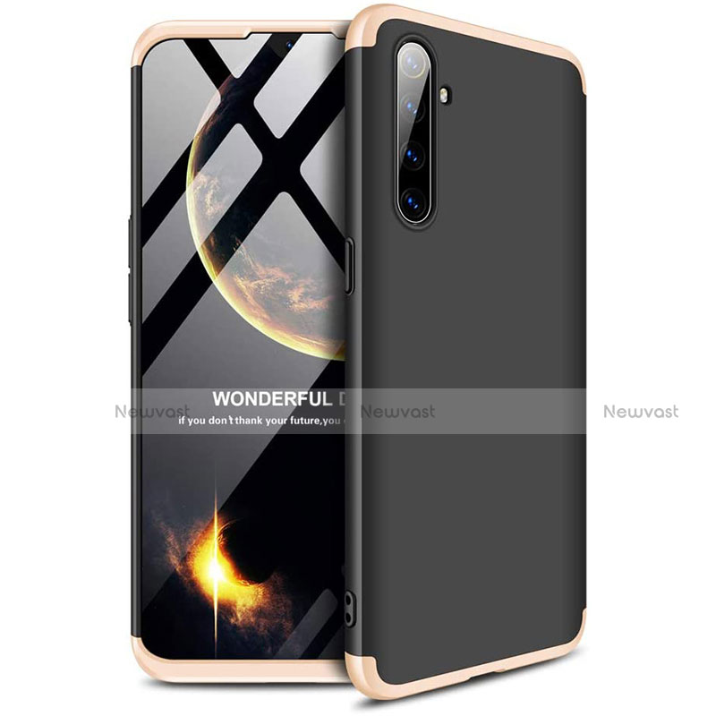 Hard Rigid Plastic Matte Finish Front and Back Cover Case 360 Degrees for Realme X2 Gold and Black