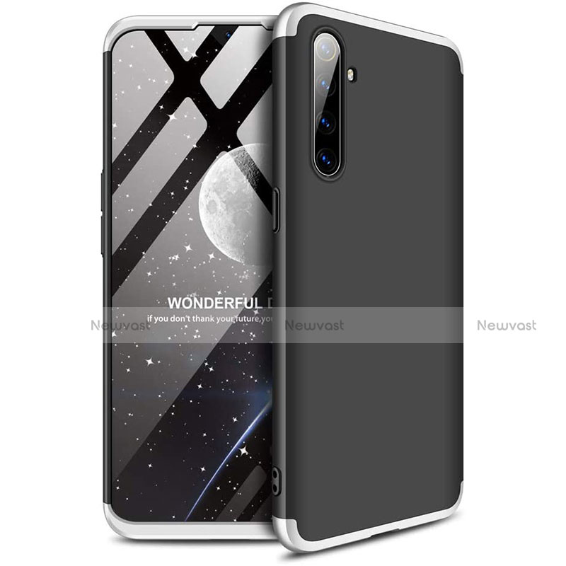 Hard Rigid Plastic Matte Finish Front and Back Cover Case 360 Degrees for Realme X2 Silver and Black