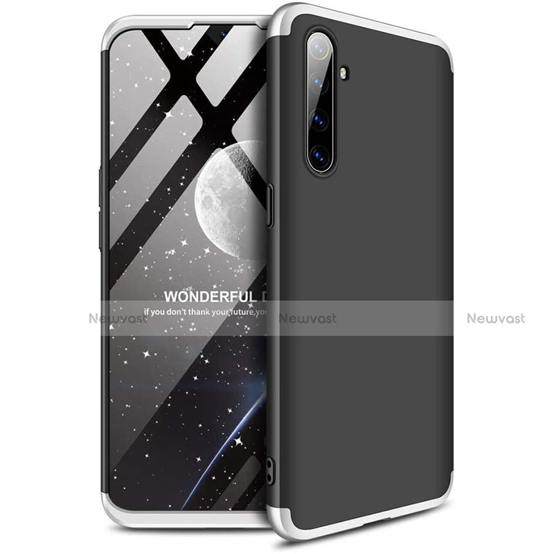 Hard Rigid Plastic Matte Finish Front and Back Cover Case 360 Degrees for Realme XT Silver and Black