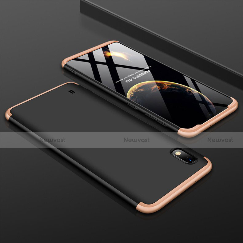 Hard Rigid Plastic Matte Finish Front and Back Cover Case 360 Degrees for Samsung Galaxy A10 Gold and Black