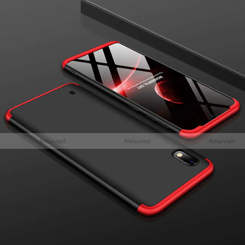 Hard Rigid Plastic Matte Finish Front and Back Cover Case 360 Degrees for Samsung Galaxy A10 Red and Black