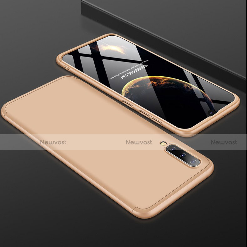 Hard Rigid Plastic Matte Finish Front and Back Cover Case 360 Degrees for Samsung Galaxy A30S Gold