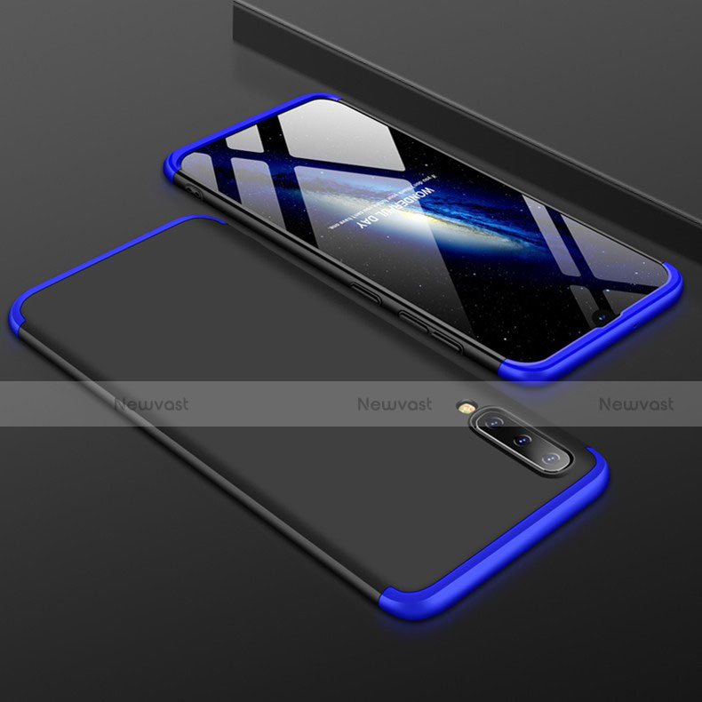 Hard Rigid Plastic Matte Finish Front and Back Cover Case 360 Degrees for Samsung Galaxy A50 Blue and Black