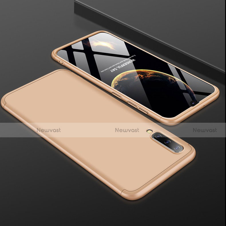 Hard Rigid Plastic Matte Finish Front and Back Cover Case 360 Degrees for Samsung Galaxy A50 Gold