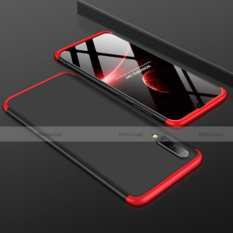 Hard Rigid Plastic Matte Finish Front and Back Cover Case 360 Degrees for Samsung Galaxy A50 Red and Black
