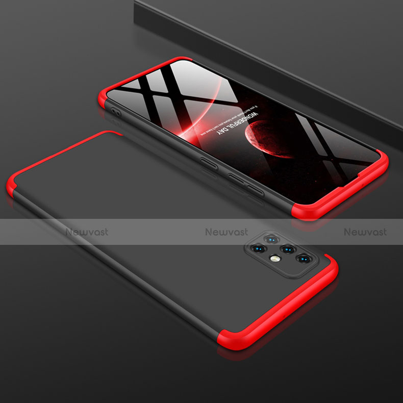 Hard Rigid Plastic Matte Finish Front and Back Cover Case 360 Degrees for Samsung Galaxy A51 5G Red and Black