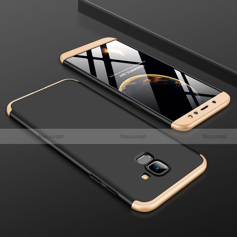 Hard Rigid Plastic Matte Finish Front and Back Cover Case 360 Degrees for Samsung Galaxy A6 (2018) Gold and Black