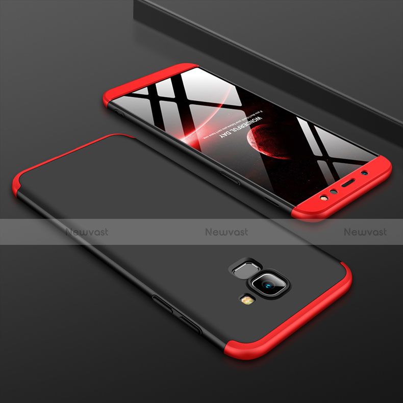 Hard Rigid Plastic Matte Finish Front and Back Cover Case 360 Degrees for Samsung Galaxy A6 (2018) Red and Black