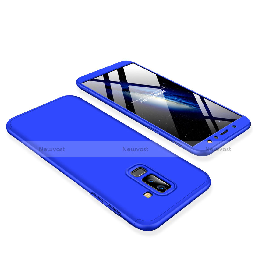 Hard Rigid Plastic Matte Finish Front and Back Cover Case 360 Degrees for Samsung Galaxy A6 Plus Blue