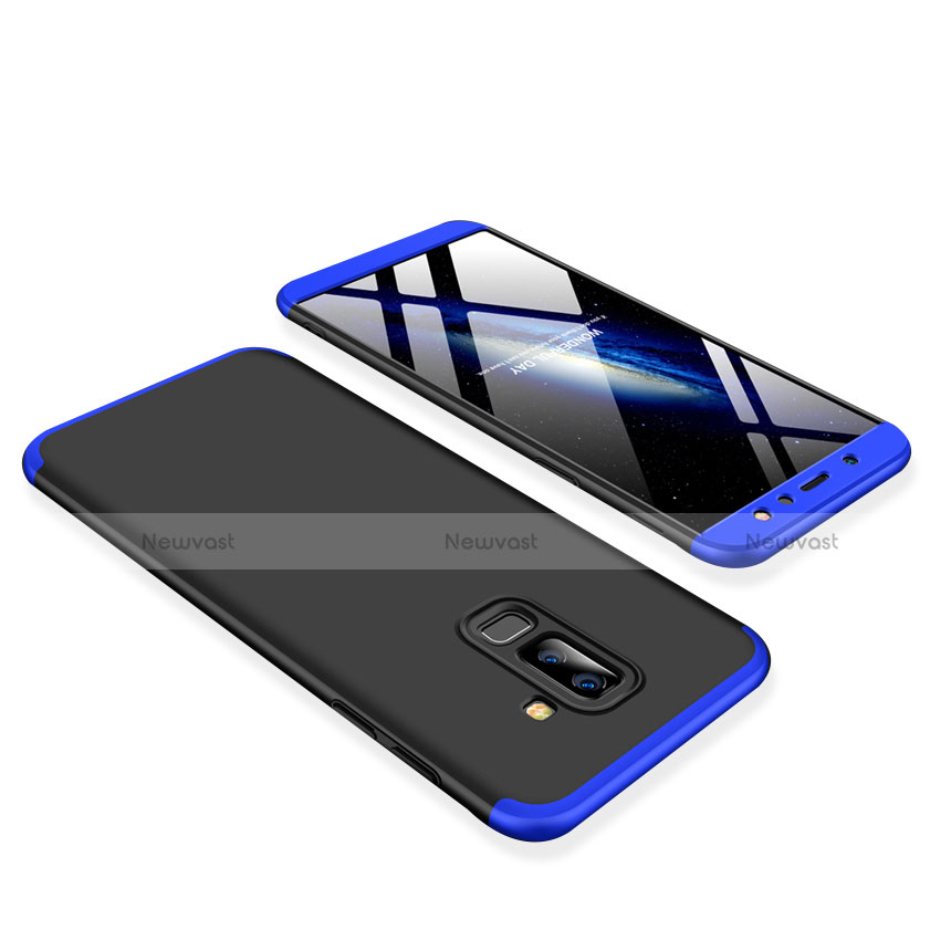 Hard Rigid Plastic Matte Finish Front and Back Cover Case 360 Degrees for Samsung Galaxy A6 Plus Blue and Black