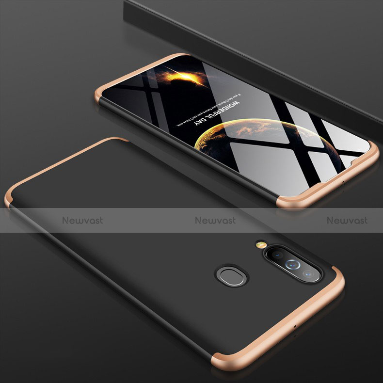 Hard Rigid Plastic Matte Finish Front and Back Cover Case 360 Degrees for Samsung Galaxy A60 Gold and Black
