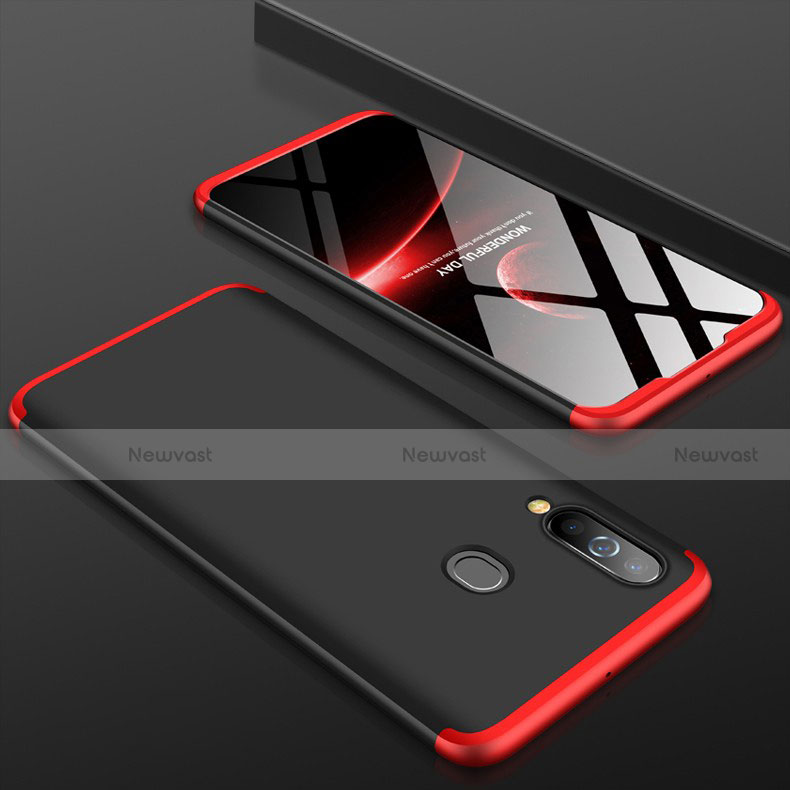 Hard Rigid Plastic Matte Finish Front and Back Cover Case 360 Degrees for Samsung Galaxy A60 Red and Black