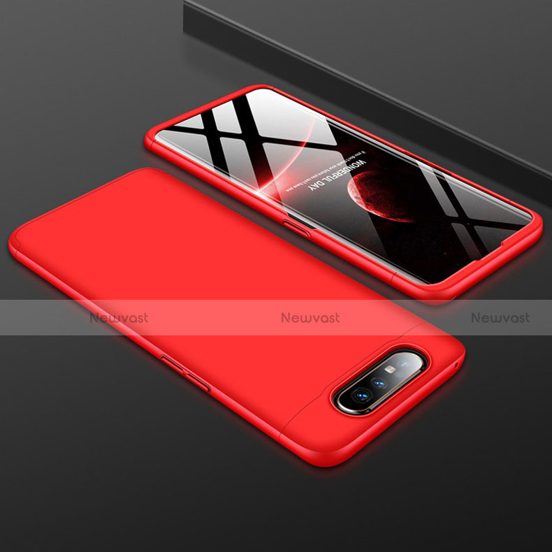 Hard Rigid Plastic Matte Finish Front and Back Cover Case 360 Degrees for Samsung Galaxy A80 Red