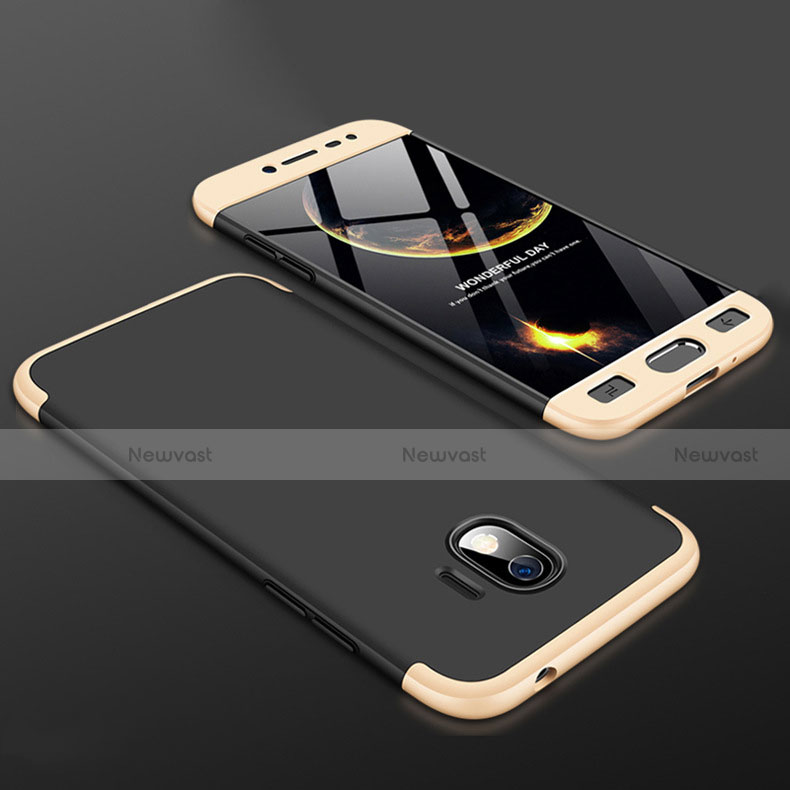 Hard Rigid Plastic Matte Finish Front and Back Cover Case 360 Degrees for Samsung Galaxy Grand Prime Pro (2018) Gold and Black