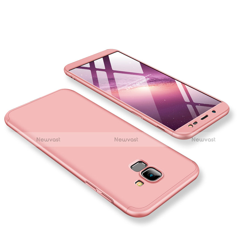 Hard Rigid Plastic Matte Finish Front and Back Cover Case 360 Degrees for Samsung Galaxy J6 (2018) J600F Rose Gold