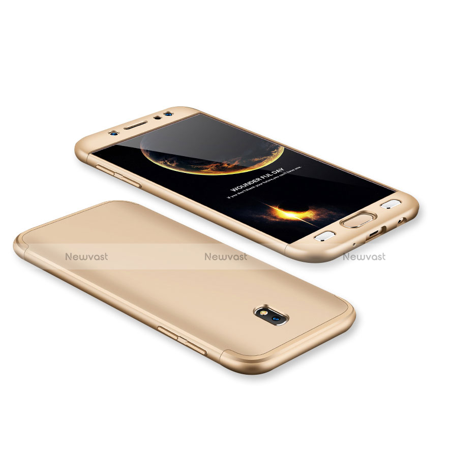 Hard Rigid Plastic Matte Finish Front and Back Cover Case 360 Degrees for Samsung Galaxy J7 Pro Gold