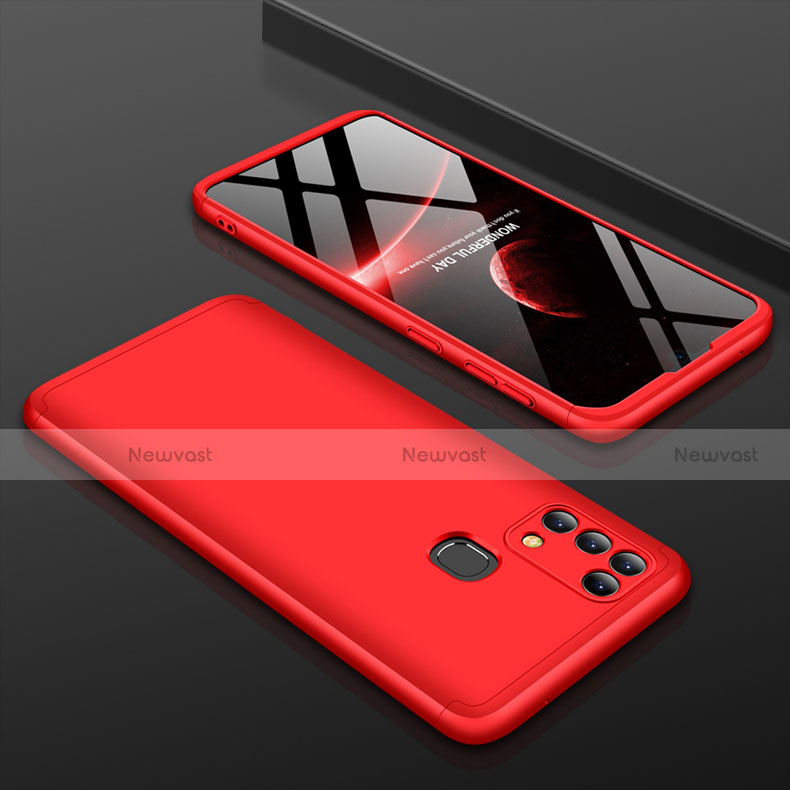 Hard Rigid Plastic Matte Finish Front and Back Cover Case 360 Degrees for Samsung Galaxy M21s Red
