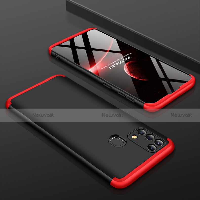 Hard Rigid Plastic Matte Finish Front and Back Cover Case 360 Degrees for Samsung Galaxy M31 Red and Black
