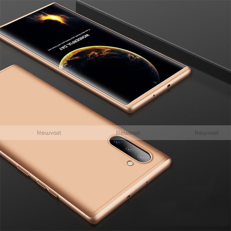 Hard Rigid Plastic Matte Finish Front and Back Cover Case 360 Degrees for Samsung Galaxy Note 10 Gold
