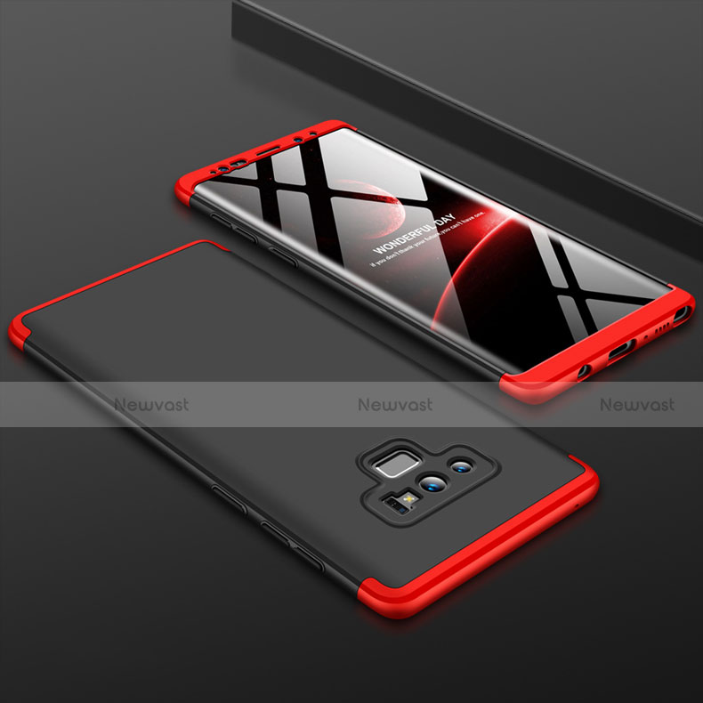 Hard Rigid Plastic Matte Finish Front and Back Cover Case 360 Degrees for Samsung Galaxy Note 9 Red and Black