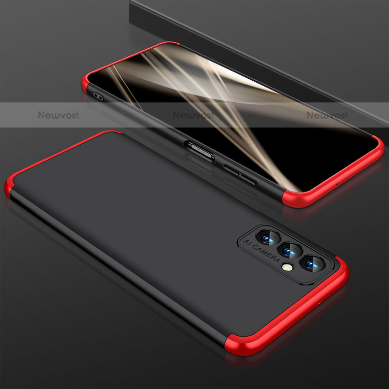 Hard Rigid Plastic Matte Finish Front and Back Cover Case 360 Degrees for Samsung Galaxy Quantum2 5G Red and Black