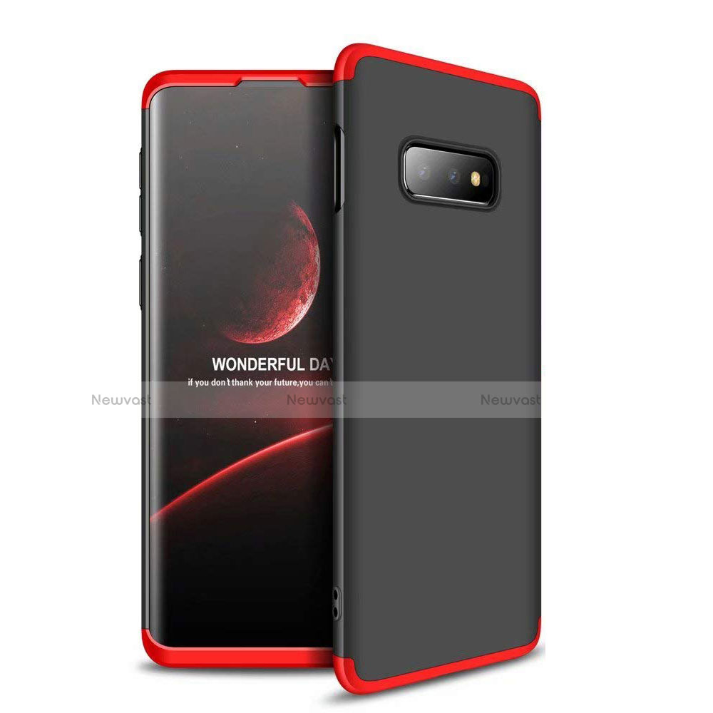 Hard Rigid Plastic Matte Finish Front and Back Cover Case 360 Degrees for Samsung Galaxy S10e Red and Black