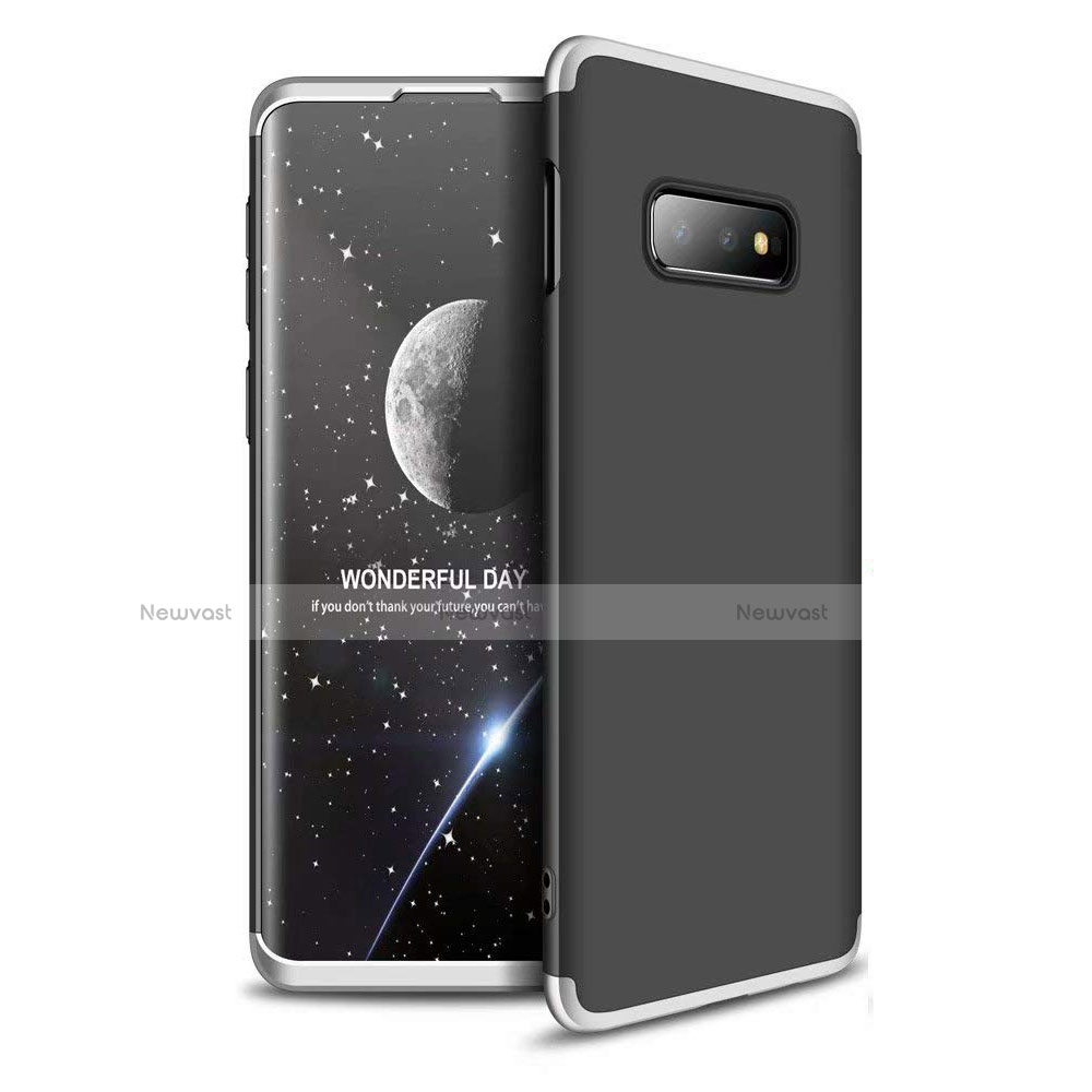 Hard Rigid Plastic Matte Finish Front and Back Cover Case 360 Degrees for Samsung Galaxy S10e Silver and Black