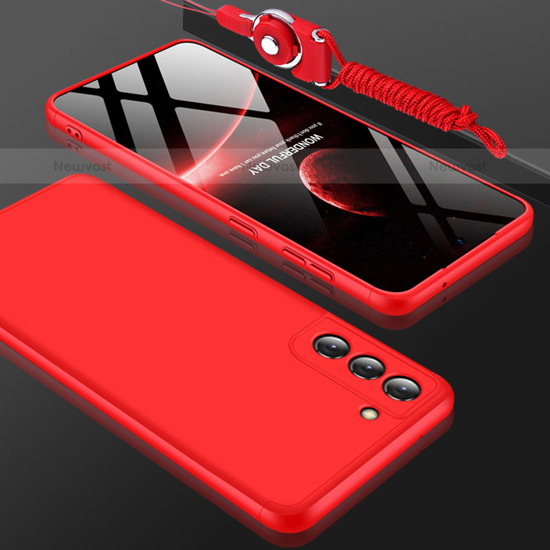 Hard Rigid Plastic Matte Finish Front and Back Cover Case 360 Degrees for Samsung Galaxy S21 5G Red