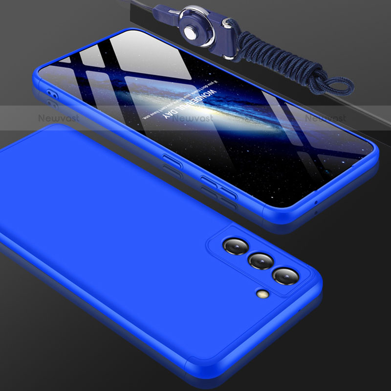 Hard Rigid Plastic Matte Finish Front and Back Cover Case 360 Degrees for Samsung Galaxy S21 Plus 5G Blue