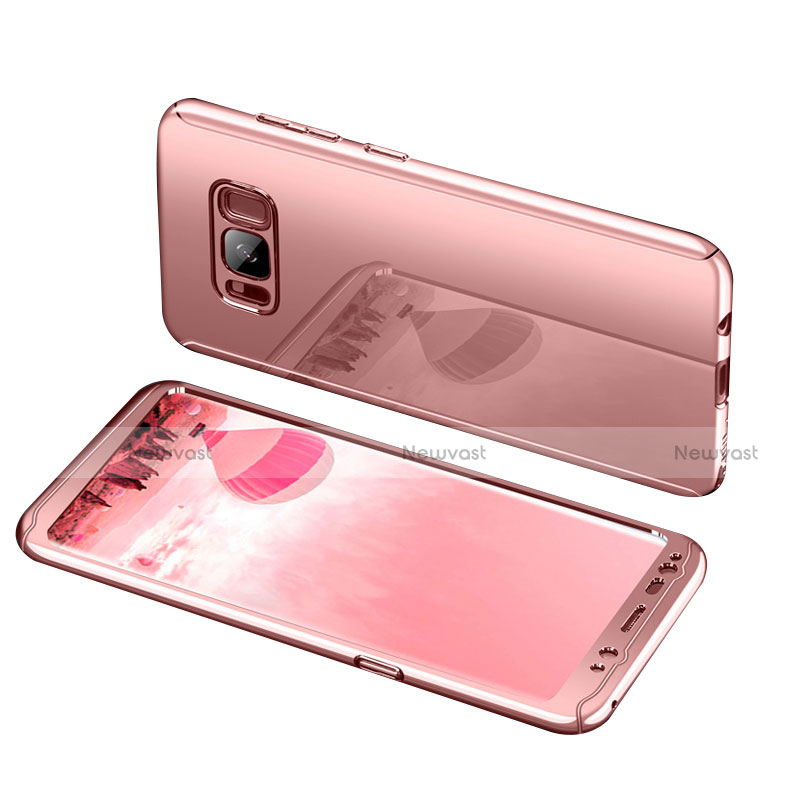 Hard Rigid Plastic Matte Finish Front and Back Cover Case 360 Degrees for Samsung Galaxy S8 Plus Rose Gold
