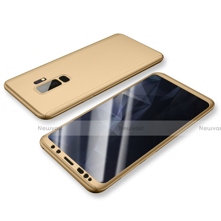 Hard Rigid Plastic Matte Finish Front and Back Cover Case 360 Degrees for Samsung Galaxy S9 Plus Gold