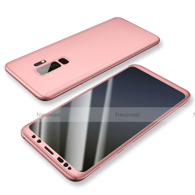 Hard Rigid Plastic Matte Finish Front and Back Cover Case 360 Degrees for Samsung Galaxy S9 Plus Rose Gold